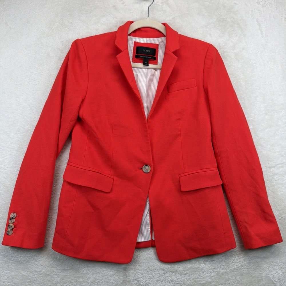 J.Crew Regent Blazer Women's 4P Coral Red Career Preppy Wool Jacket Petite